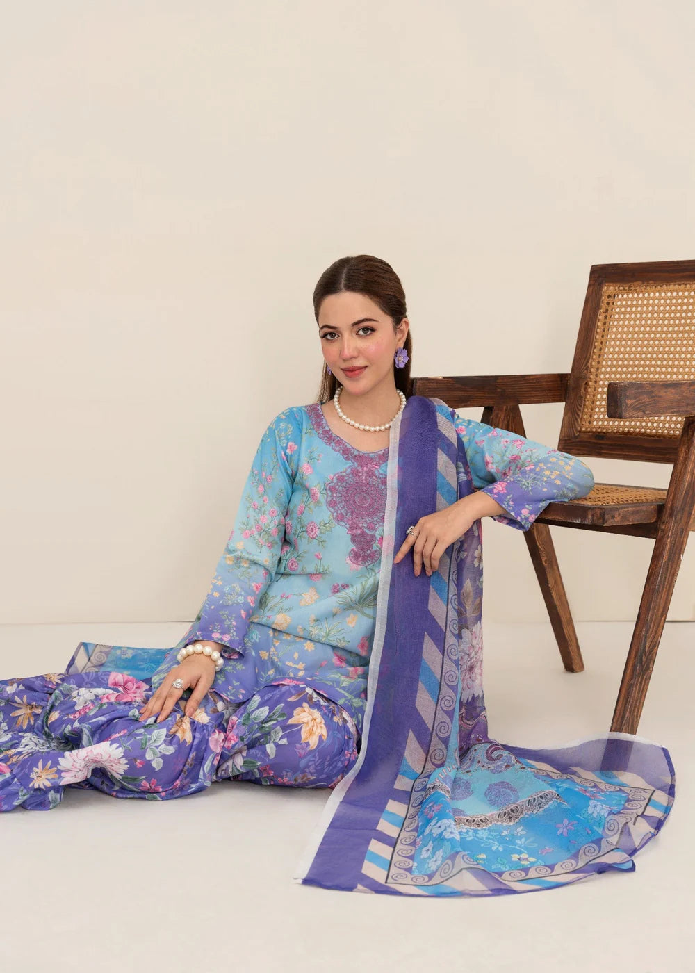 Poly Lawn Gharara Multicolors