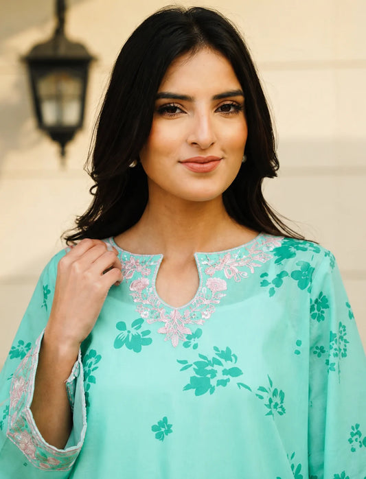 Aqua Mint – Embroidered Premium 3-Piece Lawn Suit
