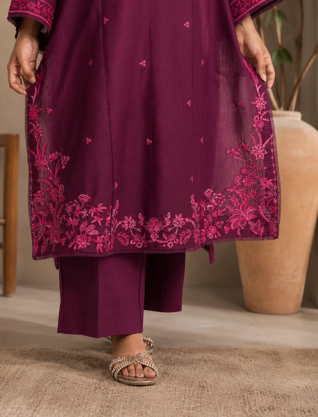 Plum Blossom – Embroidered Premium 3-Piece Lawn Suit