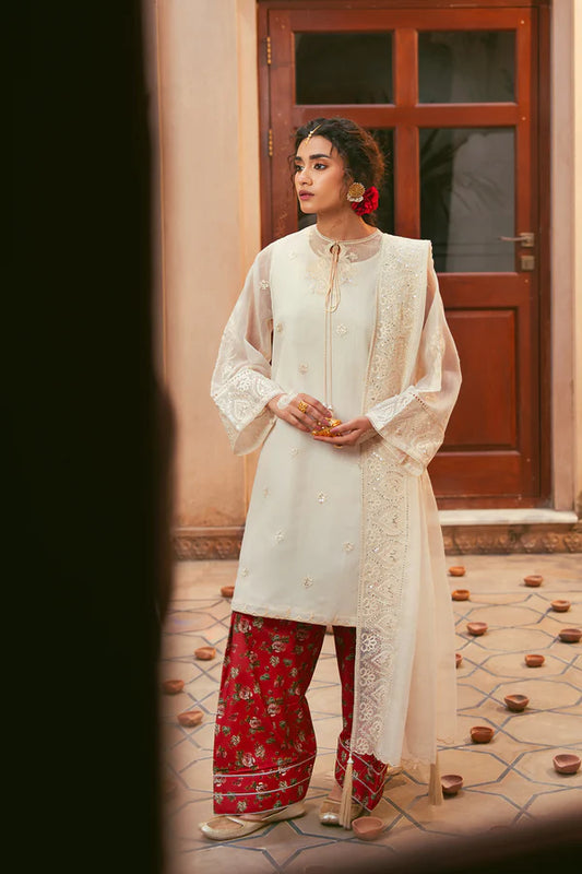 3 Piece - Premium Embroidered Lawn Suit With Farshi Shalwar