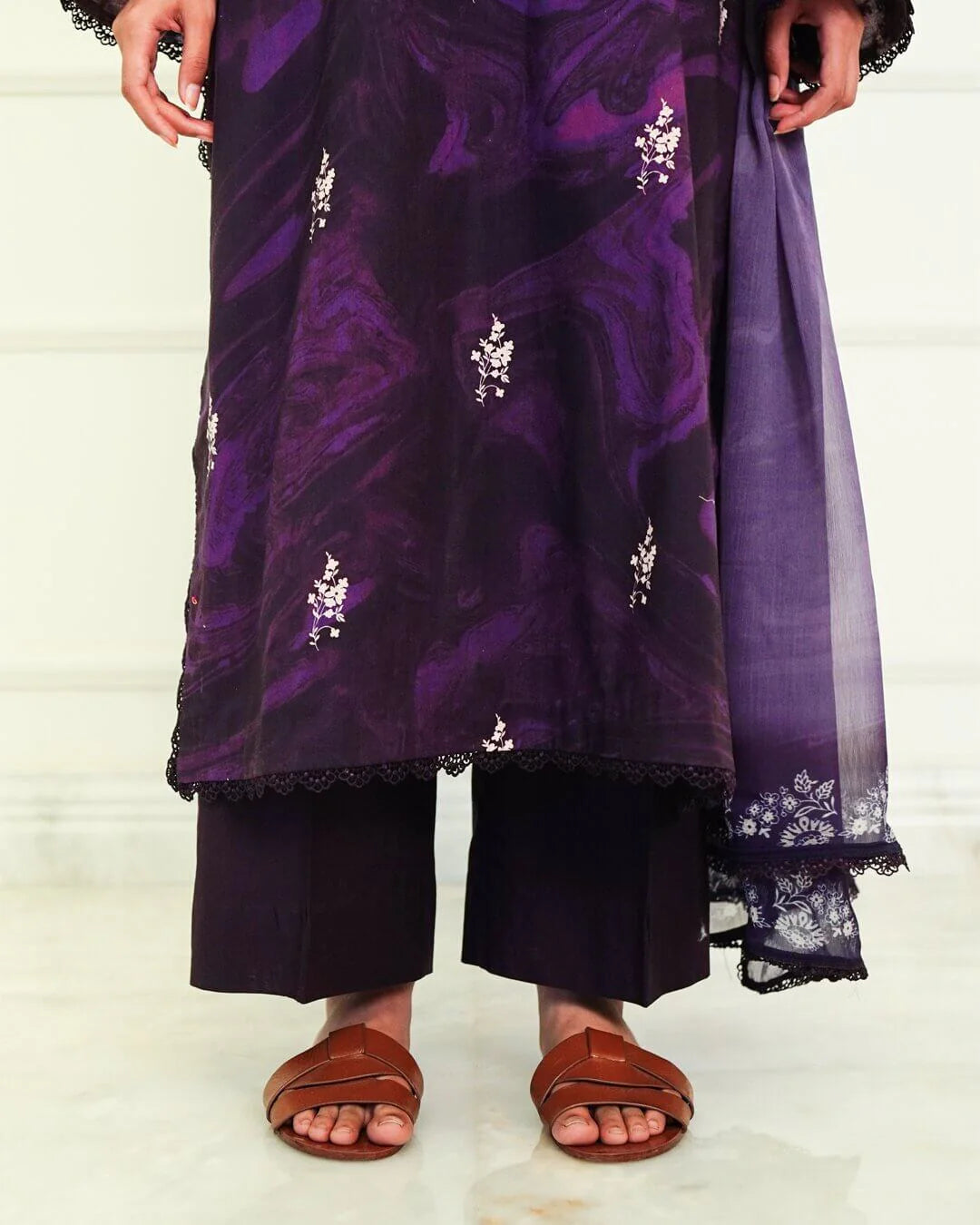 Nira - Elegant Blush Pink Floral Lawn Suit with Chiffon Dupatta-Unstitched
