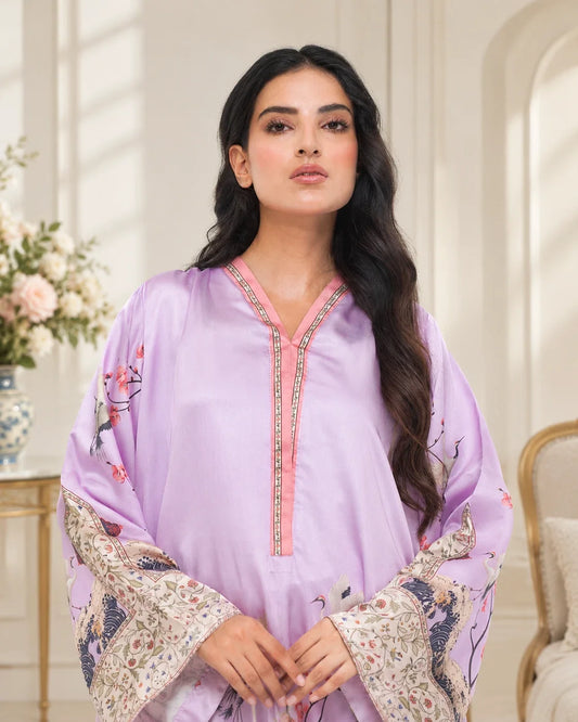 Lilac Blossom – Printed Premium Silk 2-Piece Suit