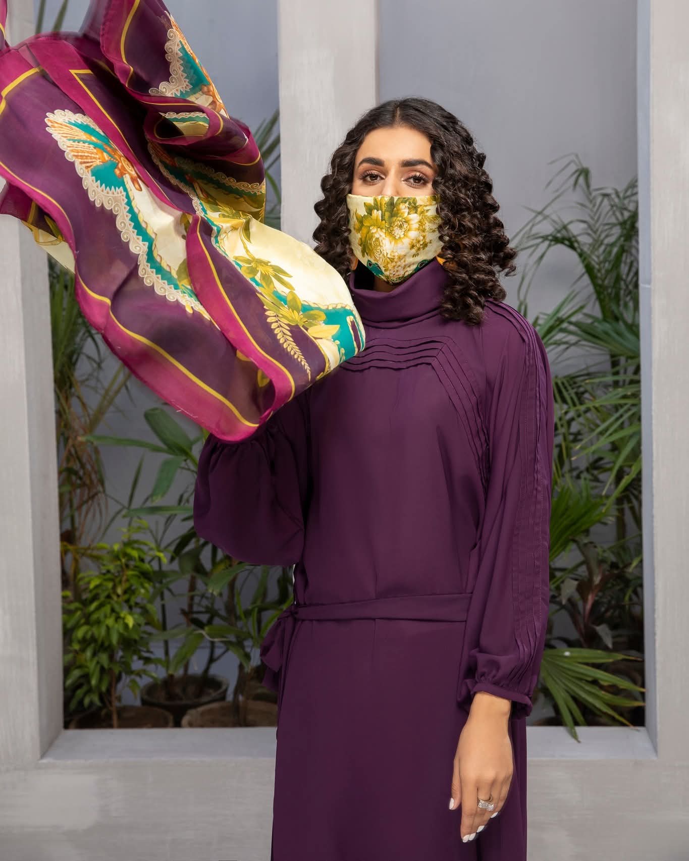 Elegant Deep Purple Georgette 2-Piece Cord Set with Tunic and Trousers