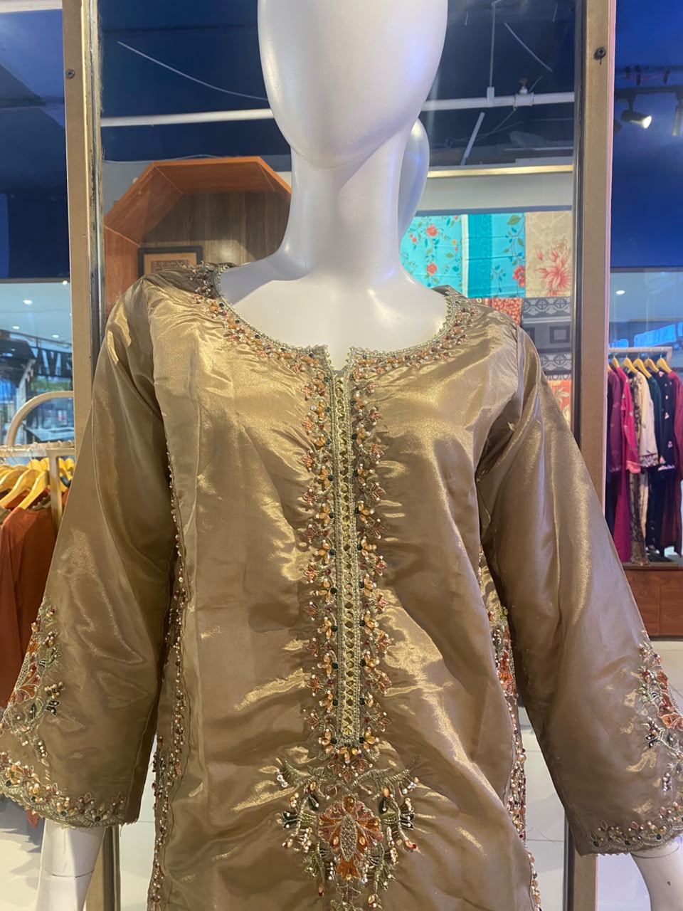 Golden Hour – Hand-Embellished Sheesha Silk Formal Suit