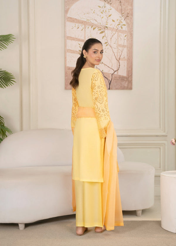 Yellow Chikankari Lawn Suit – Embroidered Summer 3 Piece Outfit
