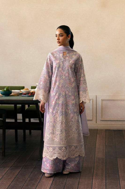 3 Piece - Embroidered Lawn Suit Unstitched With Chiffon Dupatta