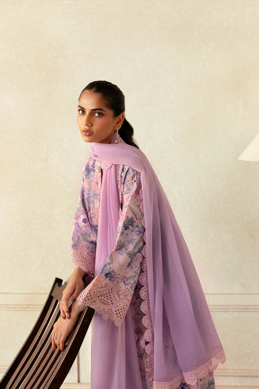 3 Piece - Embroidered Lawn Suit Unstitched With Chiffon Dupatta