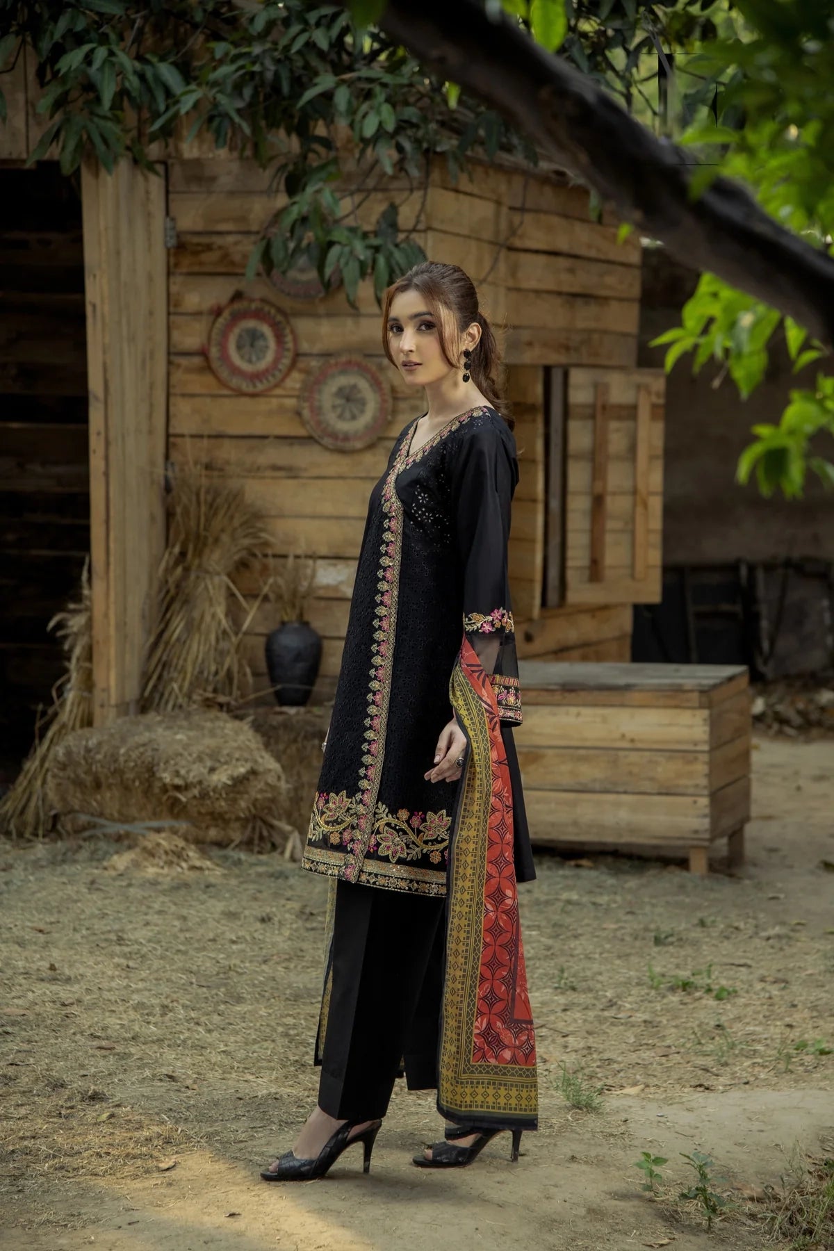Angrakha Style 3-Piece Suit – Traditional Elegance with a Modern Touch