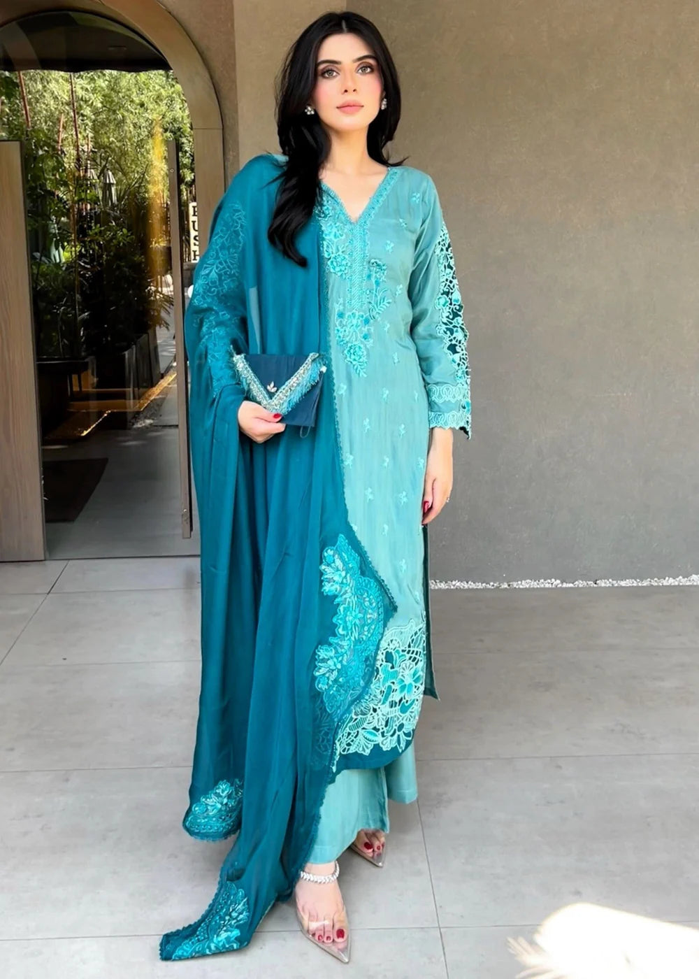 Raw Silk Fancy Dress With Chiffon Dupatta