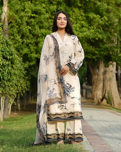 Ivory Serenade 3-Piece Premium Lawn Suit