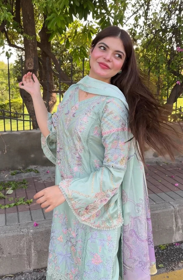 Cotton Silk 3 Piece Kurta Set Mint Green