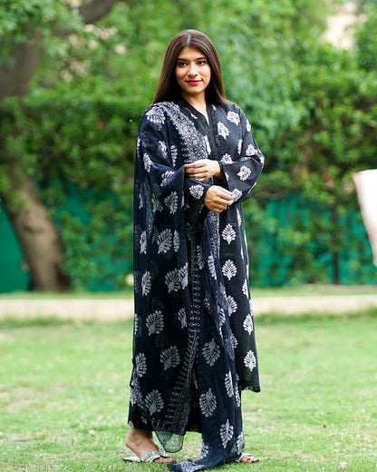 Midnight Block-Print 3-Piece Premium Lawn Suit