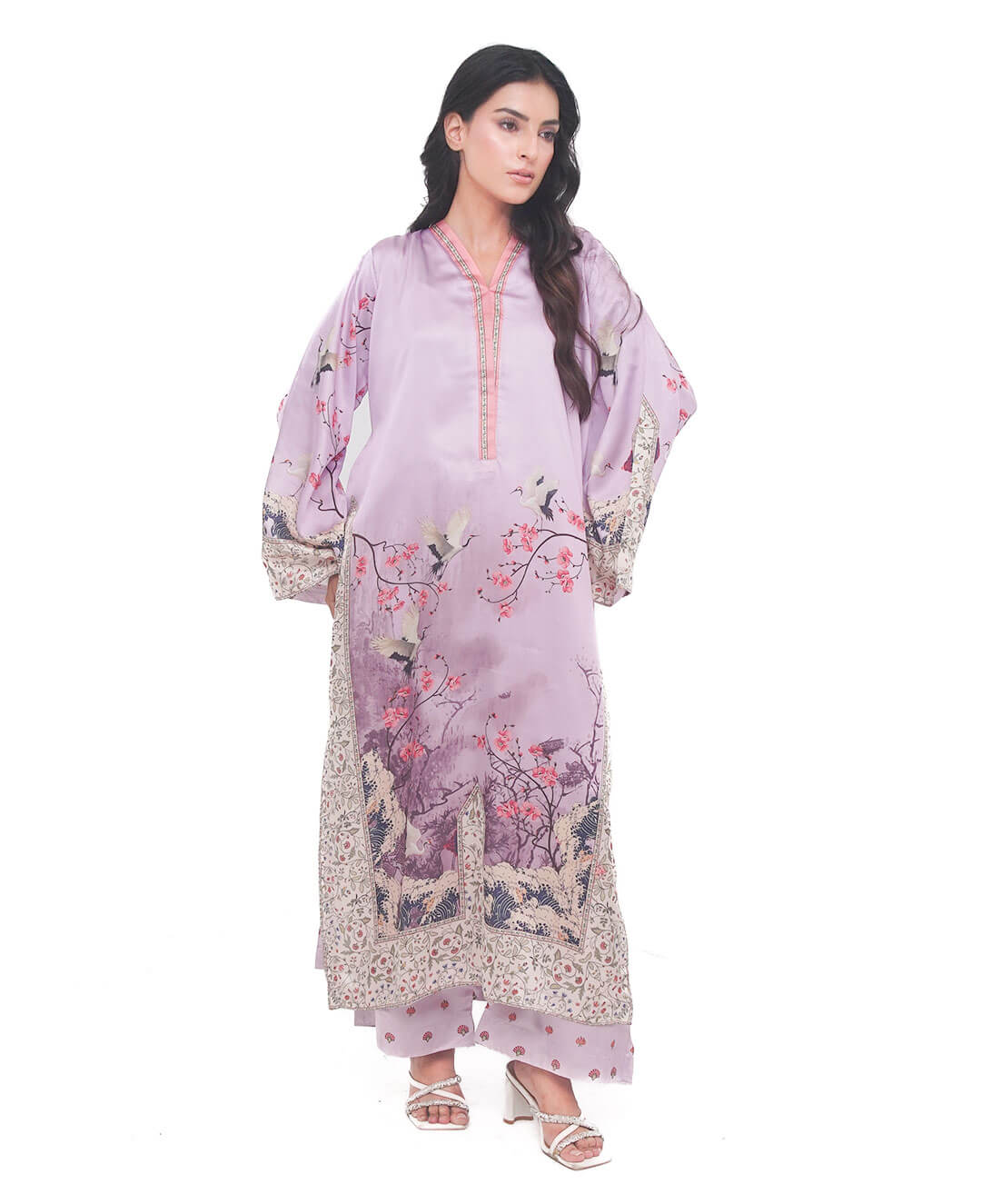 Lilac Blossom – Printed Premium Silk 2-Piece Suit