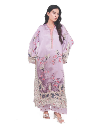 Lilac Blossom – Printed Premium Silk 2-Piece Suit