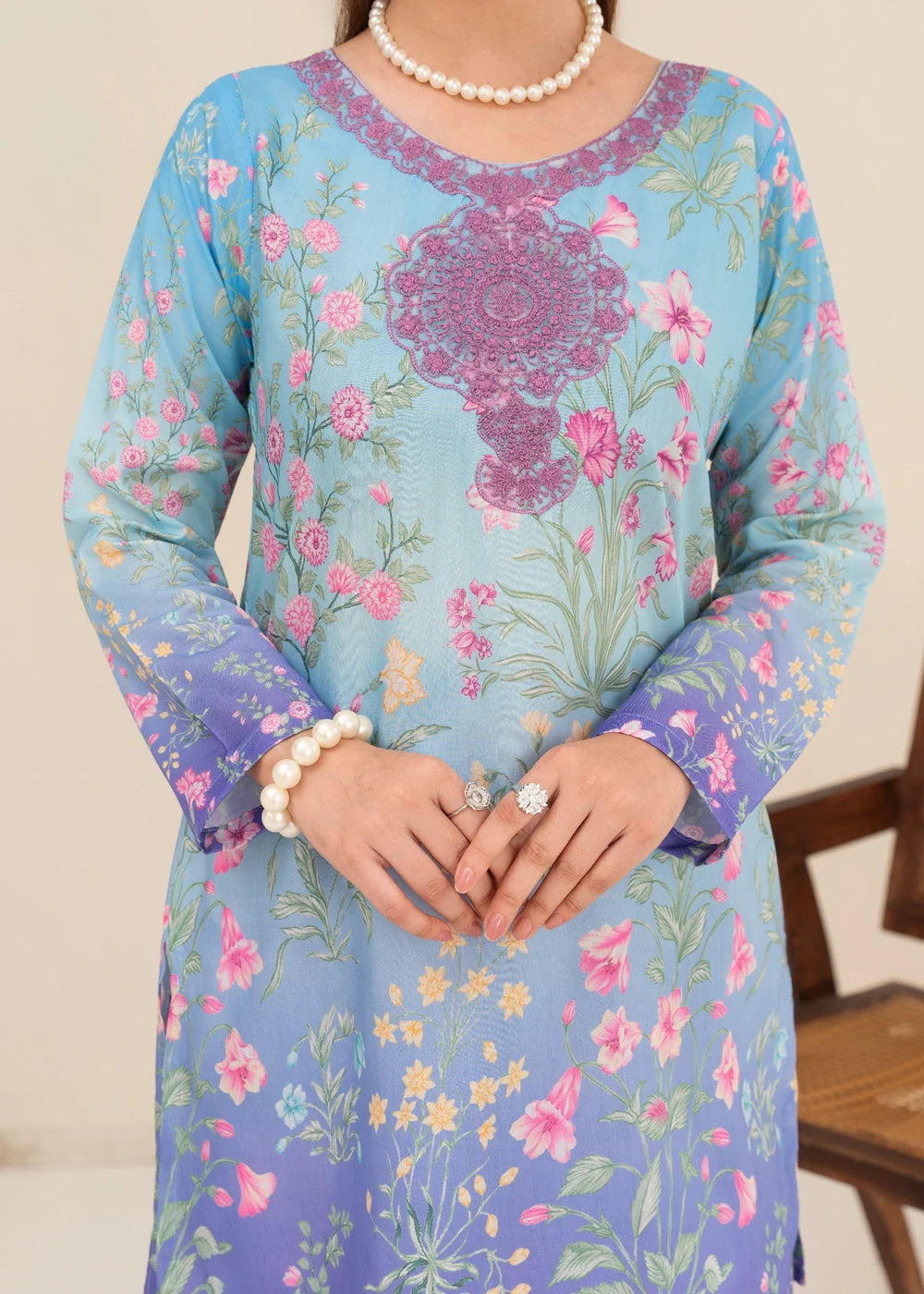 Poly Lawn Gharara Multicolors