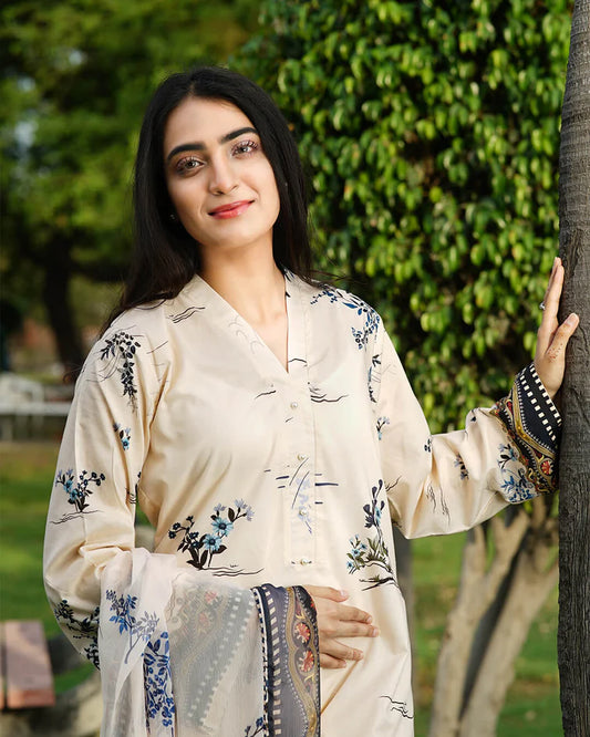 Ivory Serenade 3-Piece Premium Lawn Suit