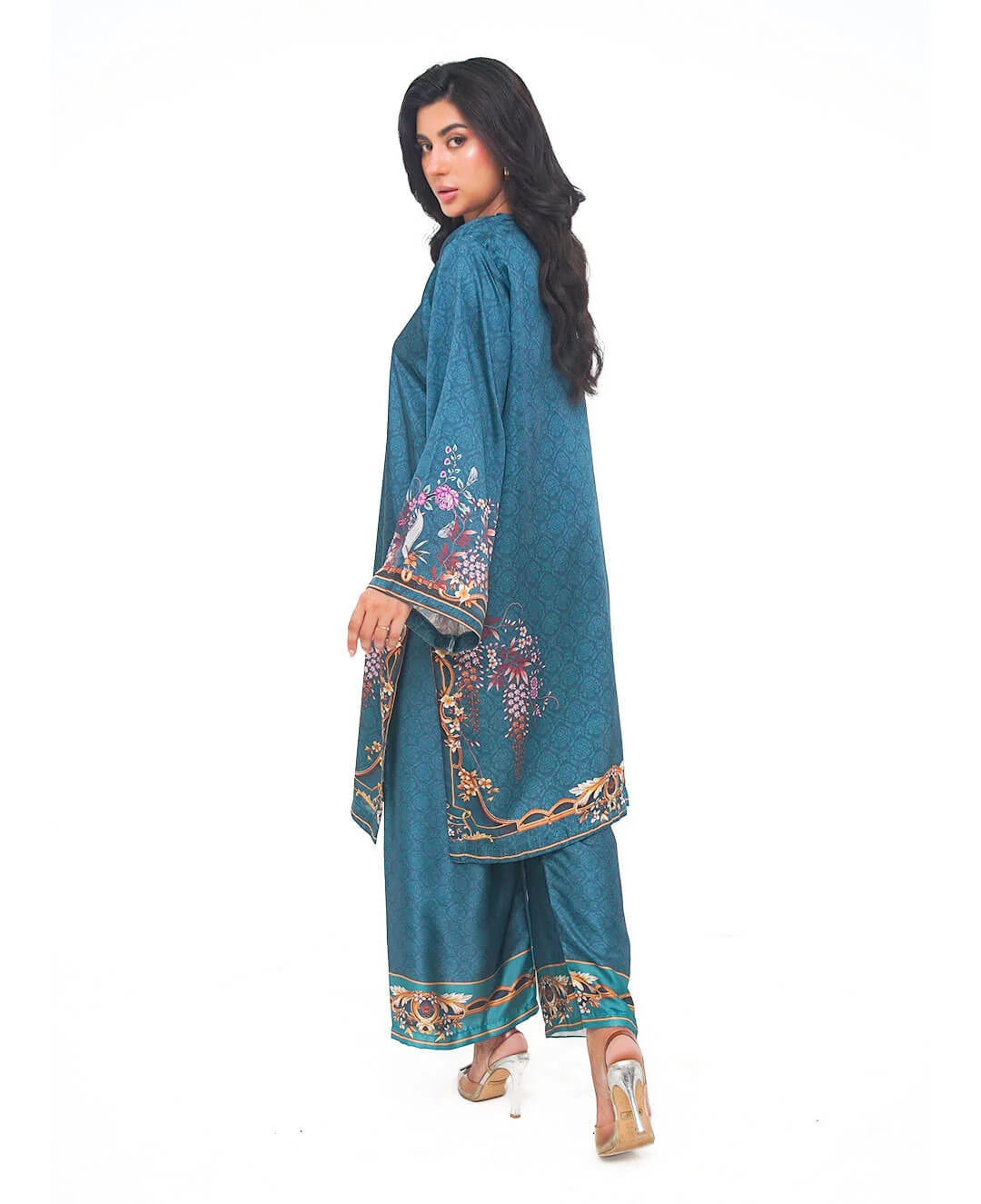 Teal Regency – Printed Premium Silk 2-Piece Suit