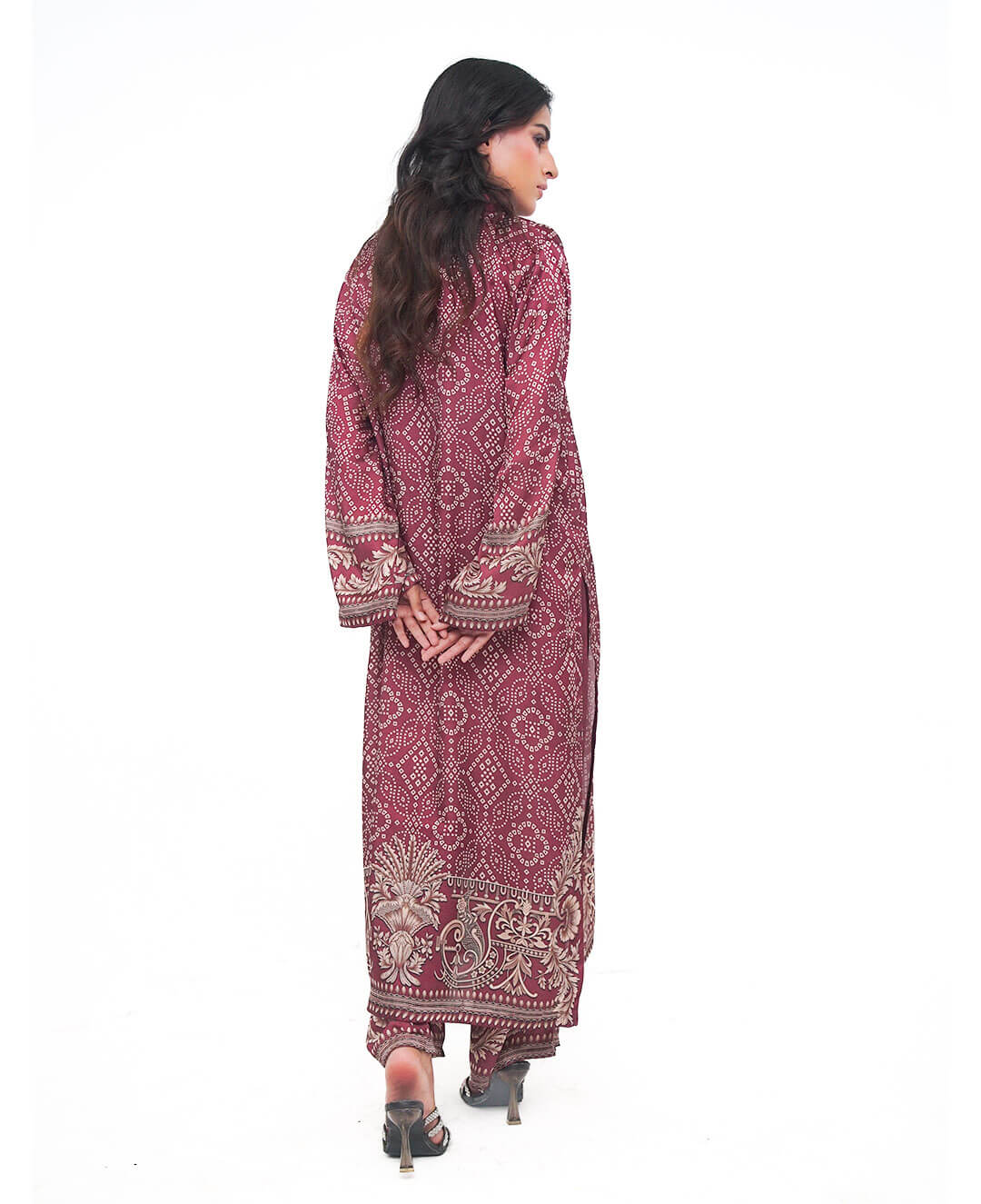 Plum Chunri – Printed Premium Silk 2-Piece Suit