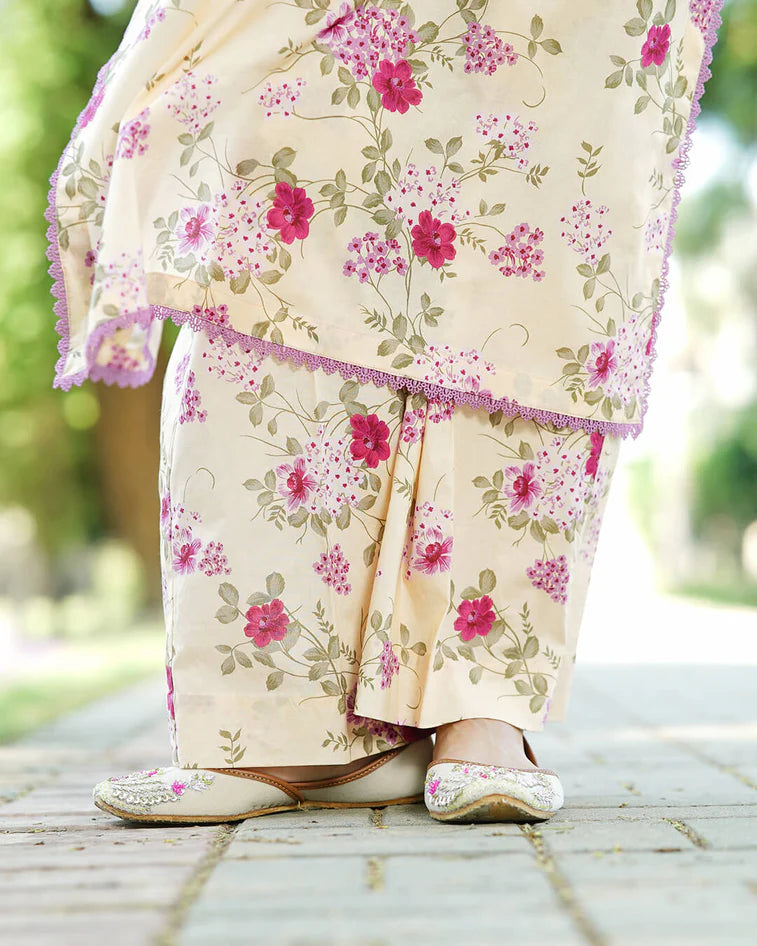 Lilac Gardenia 3-Piece Premium Lawn Suit