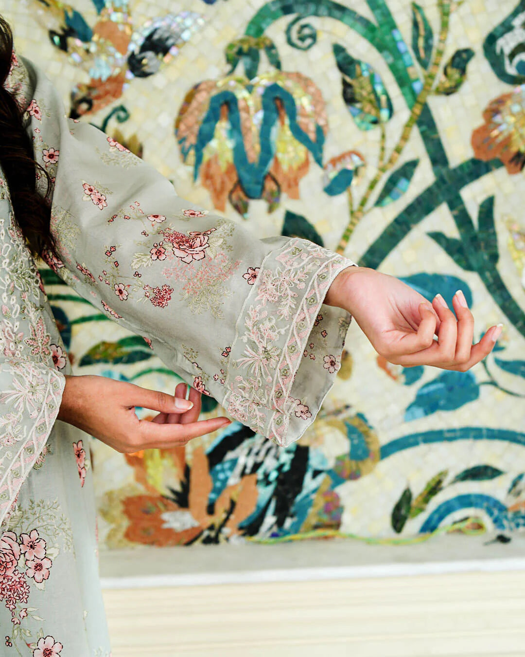 MIRA - 3-Piece Embroidered Lawn Unstitched Suit with Chiffon Dupatta