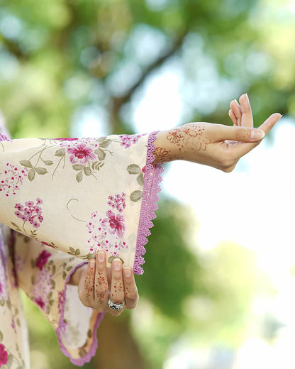 Lilac Gardenia 3-Piece Premium Lawn Suit