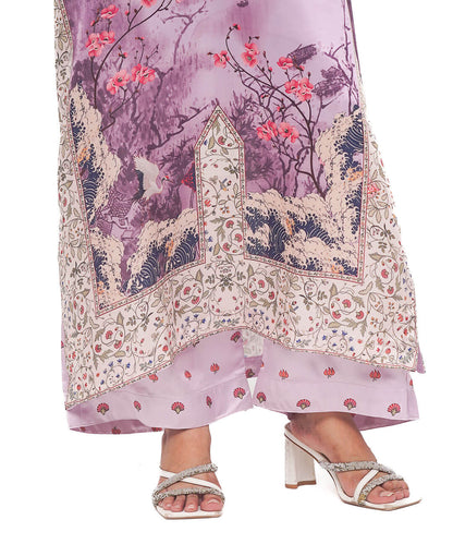Lilac Blossom – Printed Premium Silk 2-Piece Suit
