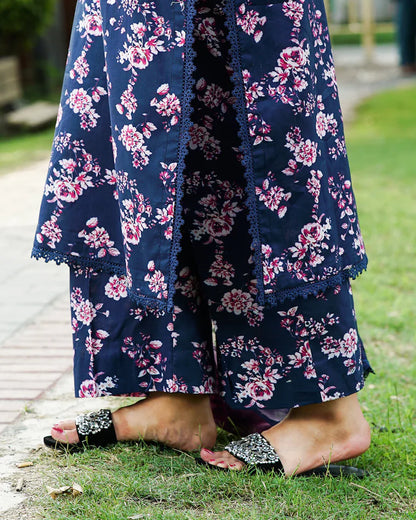 Indigo Blossom 3-Piece Premium Lawn Suit