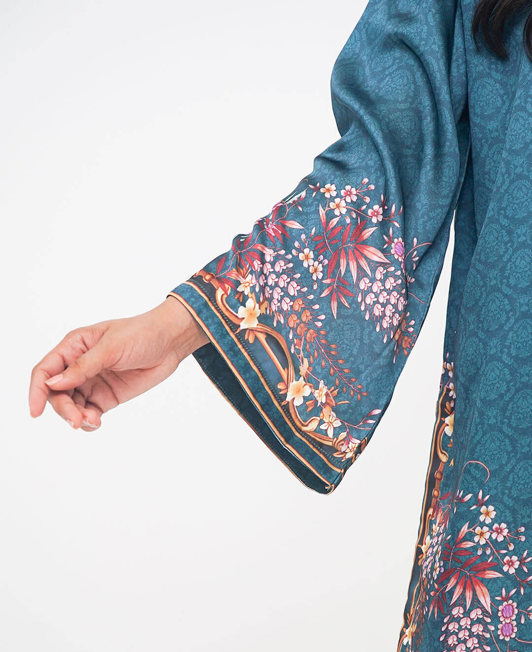 Teal Regency – Printed Premium Silk 2-Piece Suit