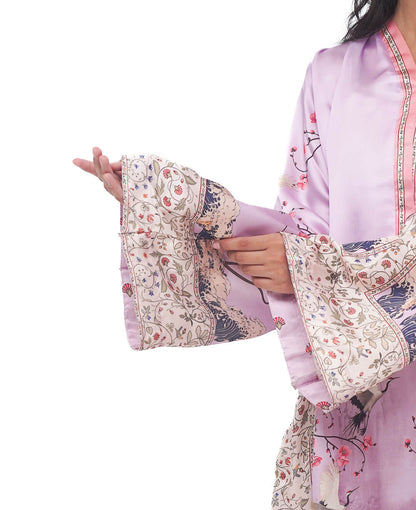 Lilac Blossom – Printed Premium Silk 2-Piece Suit