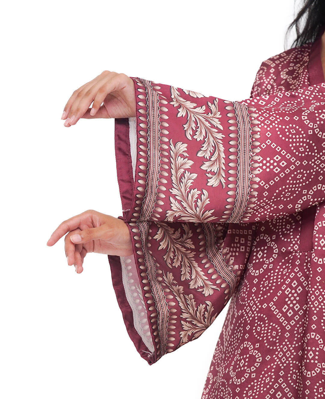 Plum Chunri – Printed Premium Silk 2-Piece Suit