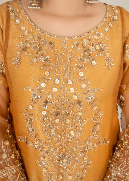 Organza Sharara Mari Gold 3 Piece