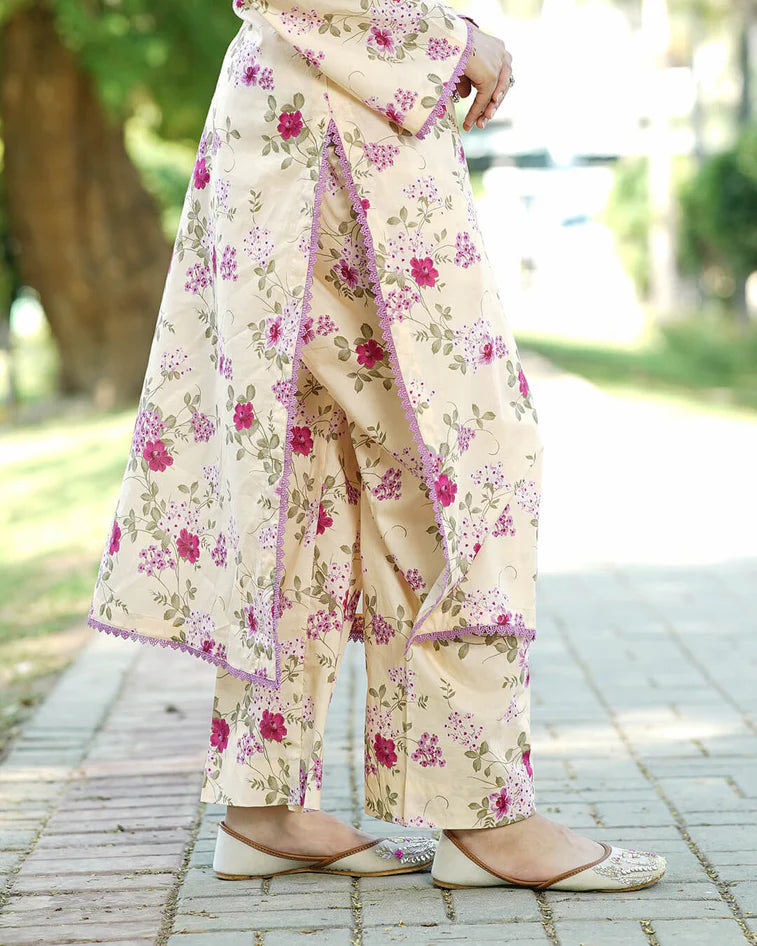 Lilac Gardenia 3-Piece Premium Lawn Suit