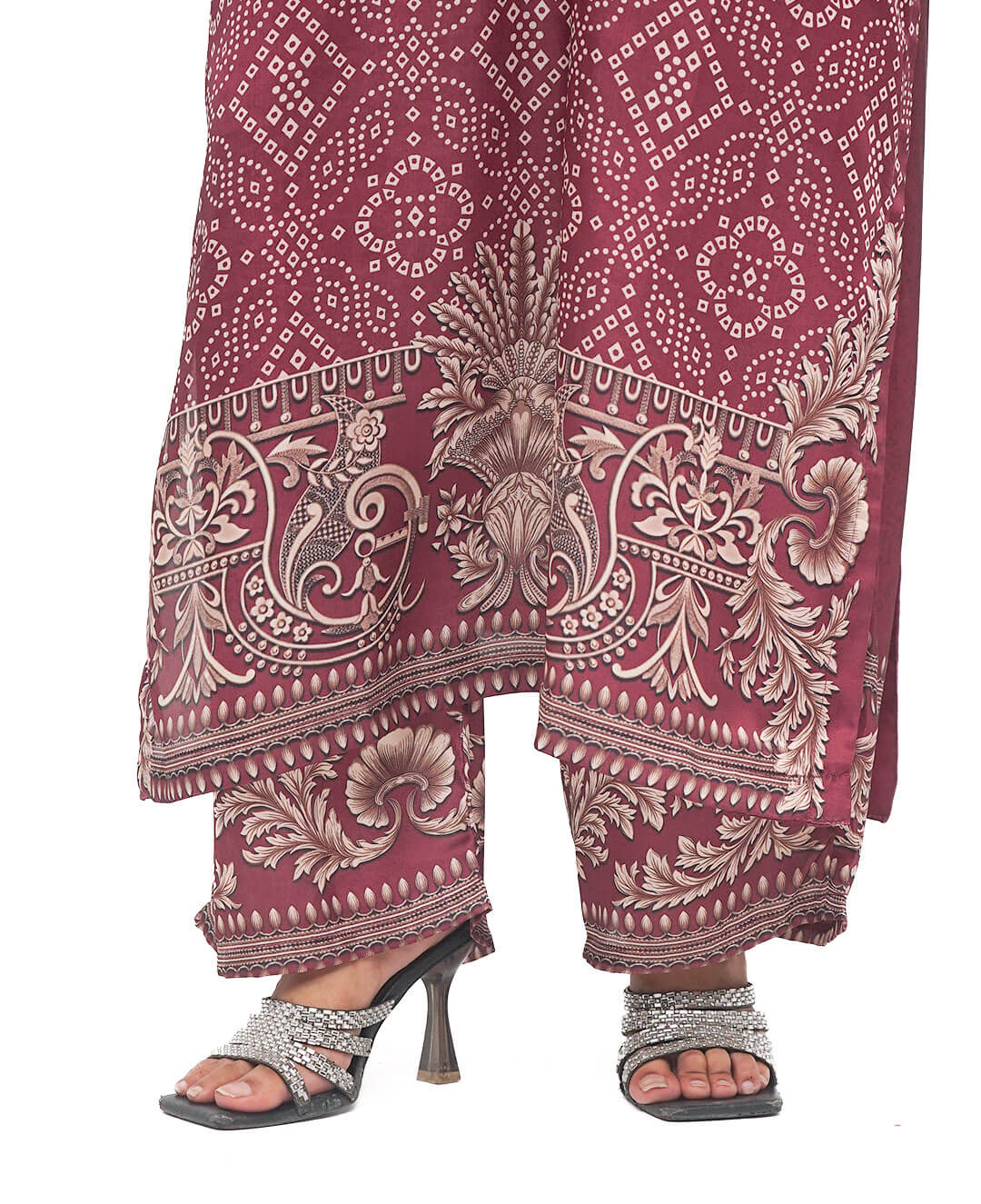 Plum Chunri – Printed Premium Silk 2-Piece Suit