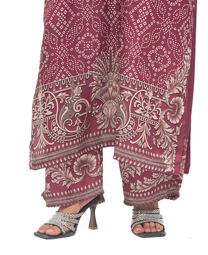 Plum Chunri – Printed Premium Silk 2-Piece Suit