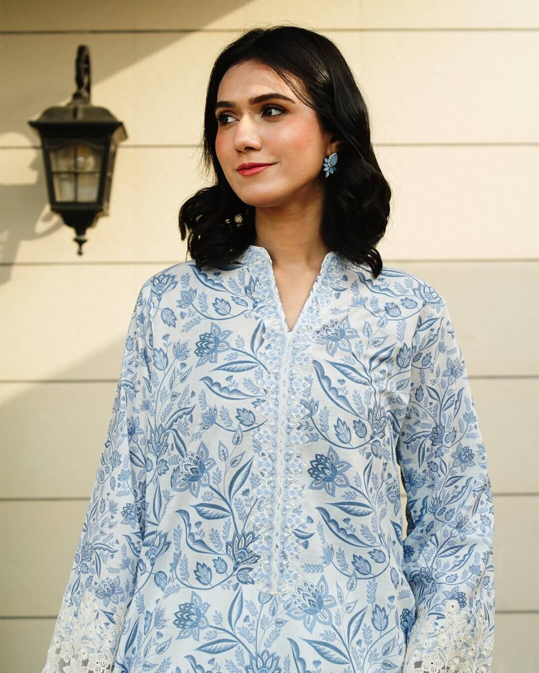 Ariya - Elegant Lavender Floral Lawn Suit with Chiffon Dupatta-Unstitched