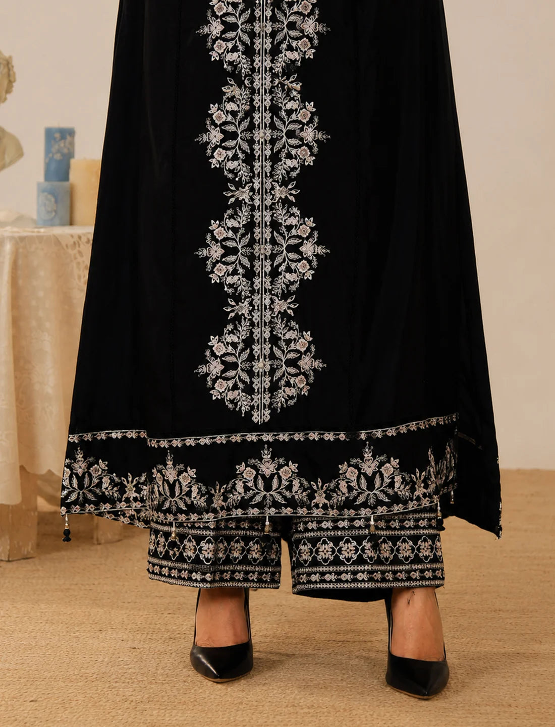 Midnight Opal – Embroidered Premium 2-Piece Silk Suit
