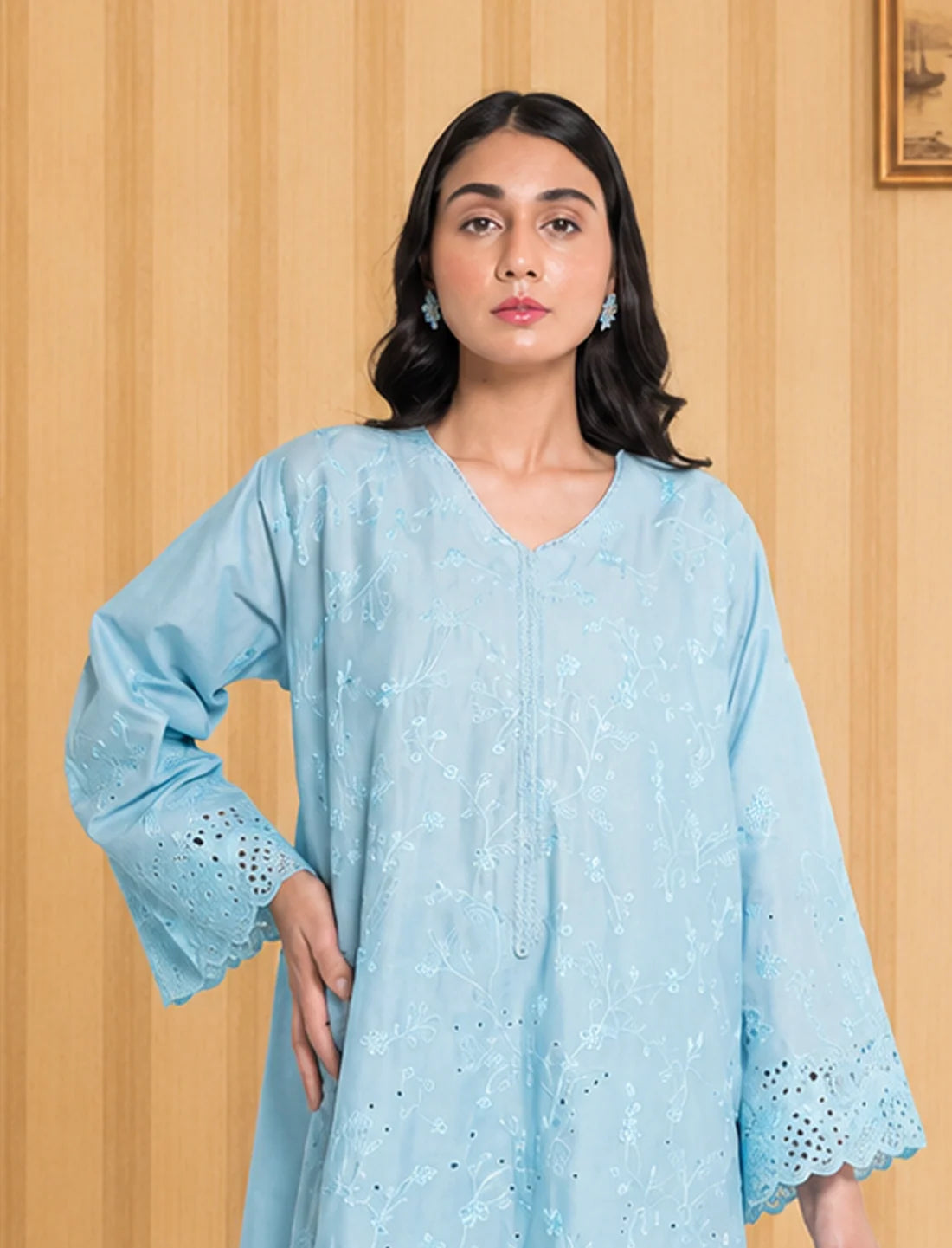 Sky Blue Breeze – Chikankari Embroidered Premium 3-Piece Lawn Suit