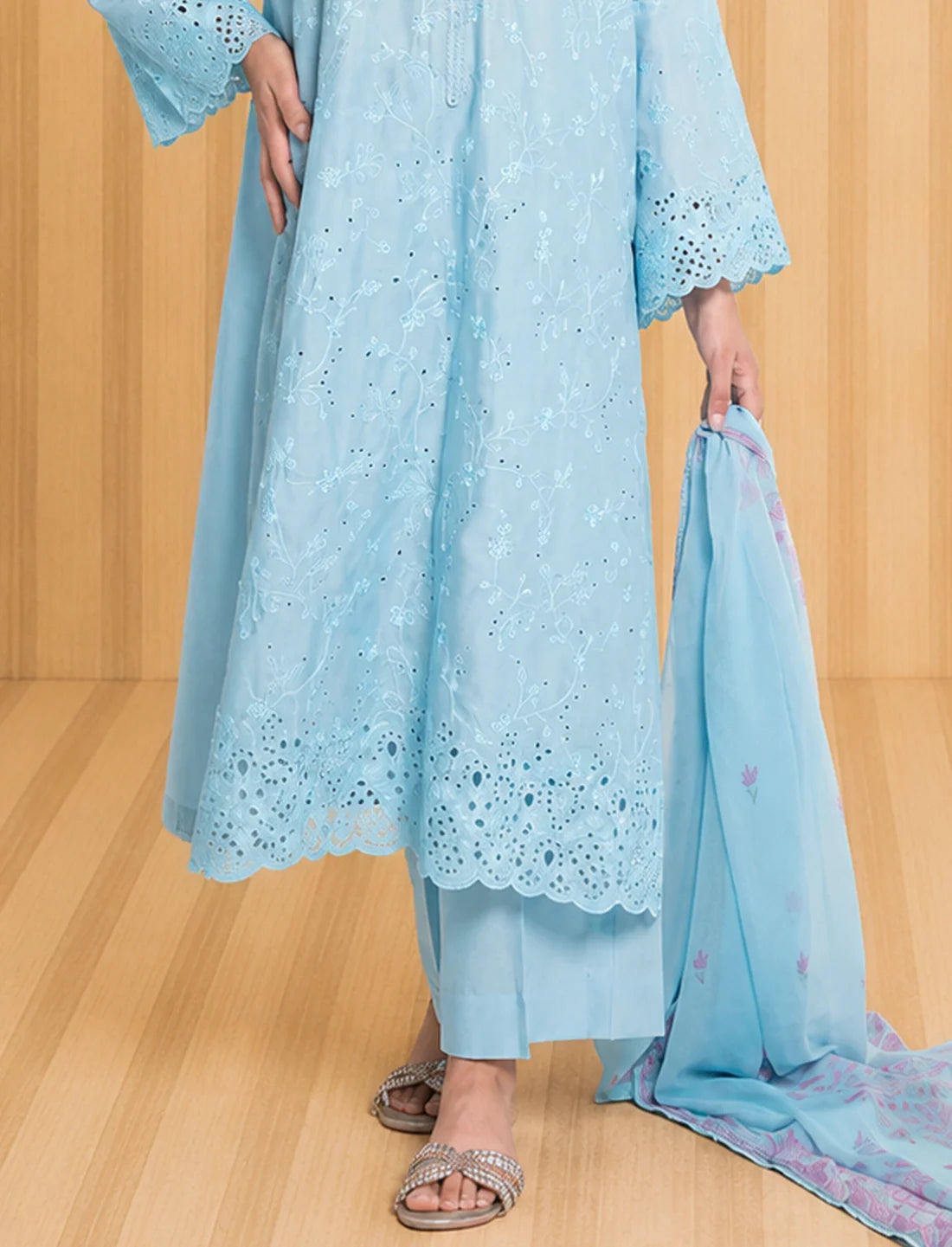Sky Blue Breeze – Chikankari Embroidered Premium 3-Piece Lawn Suit