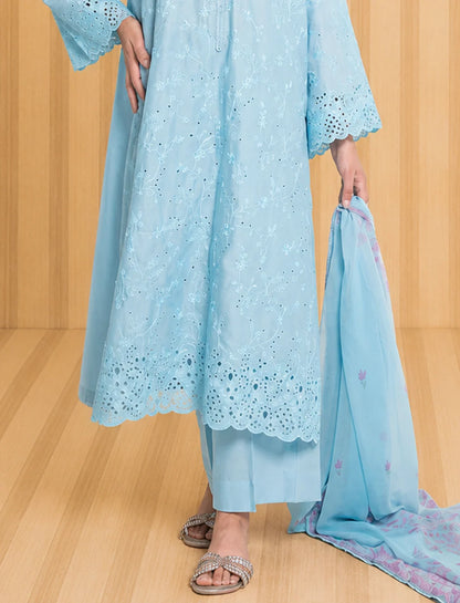 Sky Blue Breeze – Chikankari Embroidered Premium 3-Piece Lawn Suit