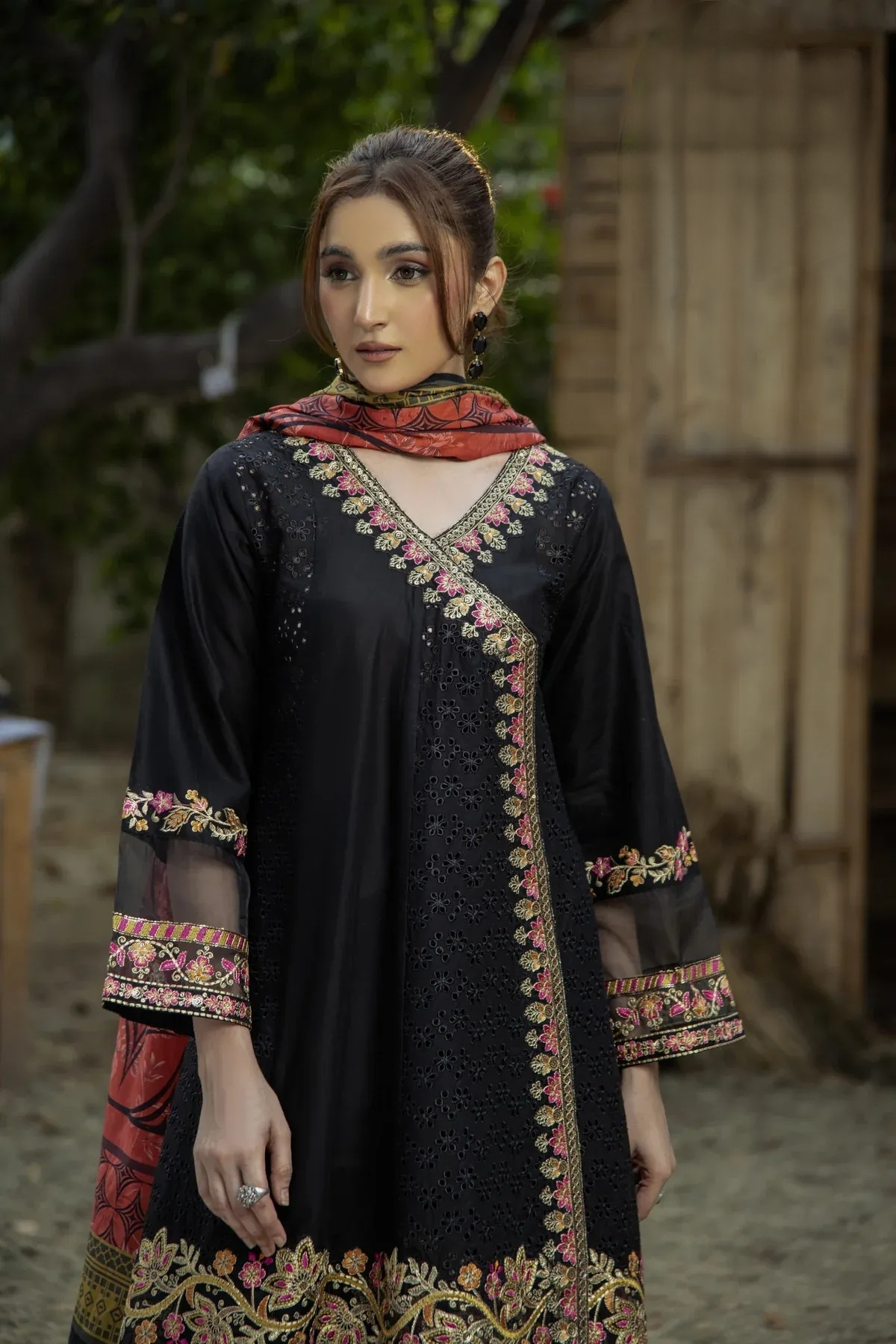 Angrakha Style 3-Piece Suit – Traditional Elegance with a Modern Touch