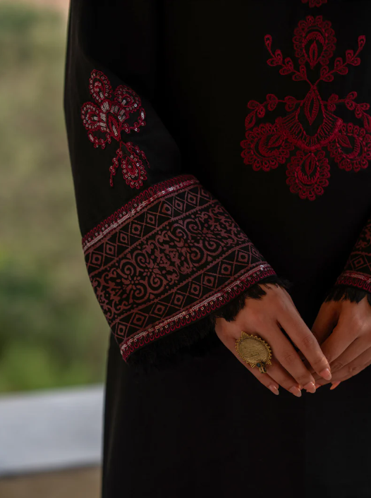 Stitched 2 Pc Embroidered Suit Black
