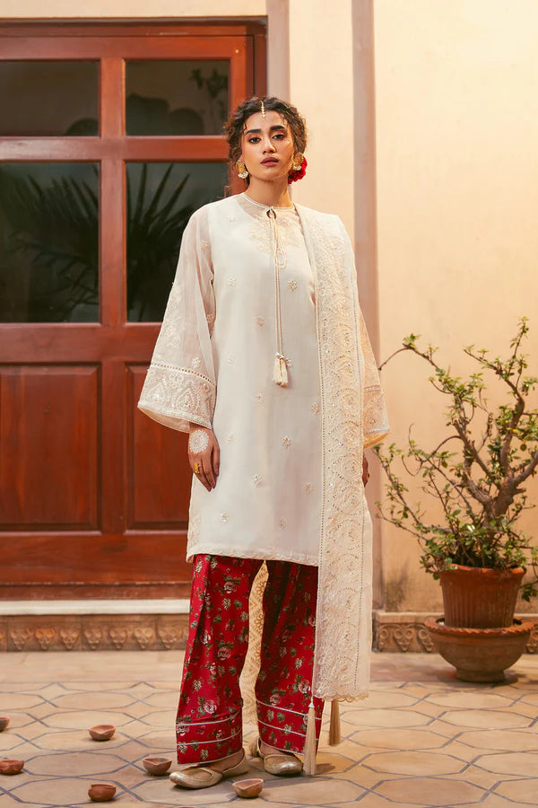 3 Piece - Premium Embroidered Lawn Suit With Farshi Shalwar