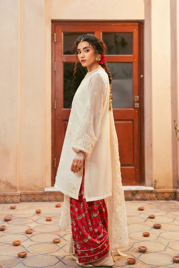 3 Piece - Premium Embroidered Lawn Suit With Farshi Shalwar