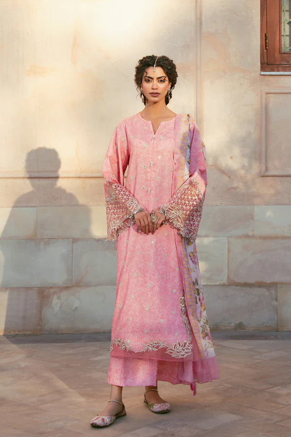 3 Piece - Premium Embroidered Lawn Suit With Silk Dupatta