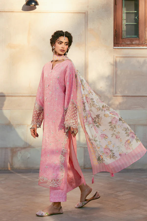 3 Piece - Premium Embroidered Lawn Suit With Silk Dupatta