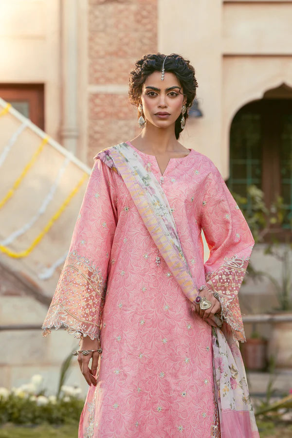 3 Piece - Premium Embroidered Lawn Suit With Silk Dupatta