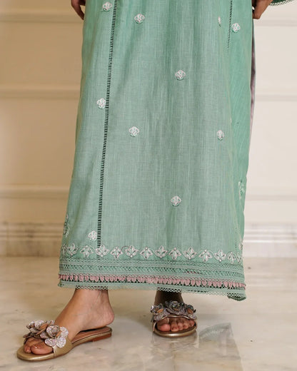 Mint Breeze – Embroidered 3-Piece Khaddar Suit with Wool Shawl
