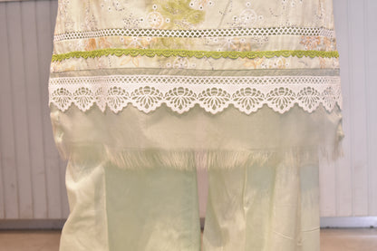 Premium Hand-Embroidered Soft Cotton Suit in Pistachio Green
