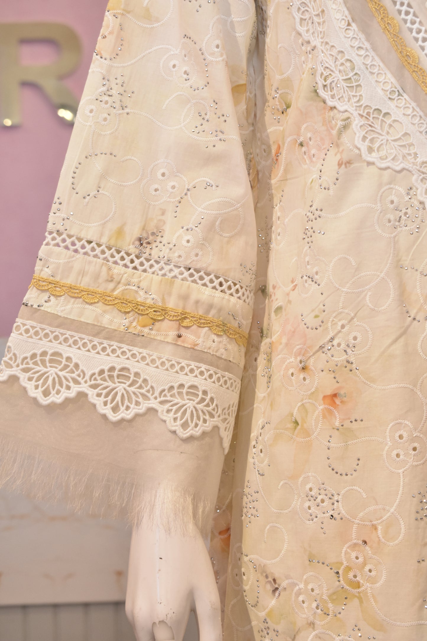 Artisanal Ivory Blossom Hand-Embroidered Soft Cotton 3-Piece