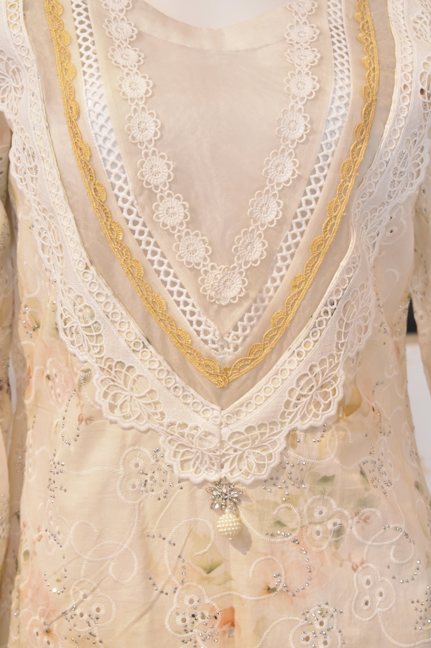 Artisanal Ivory Blossom Hand-Embroidered Soft Cotton 3-Piece
